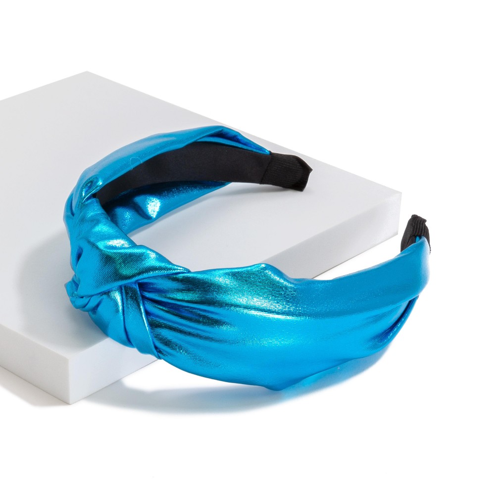 Shiny Faux Leather Top Knot Headband - One Size Fits Most view 2
