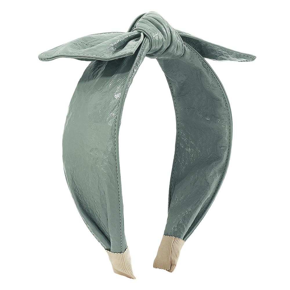 Faux Leather Top Knot Bow Headband - One Size Fits Most view 2
