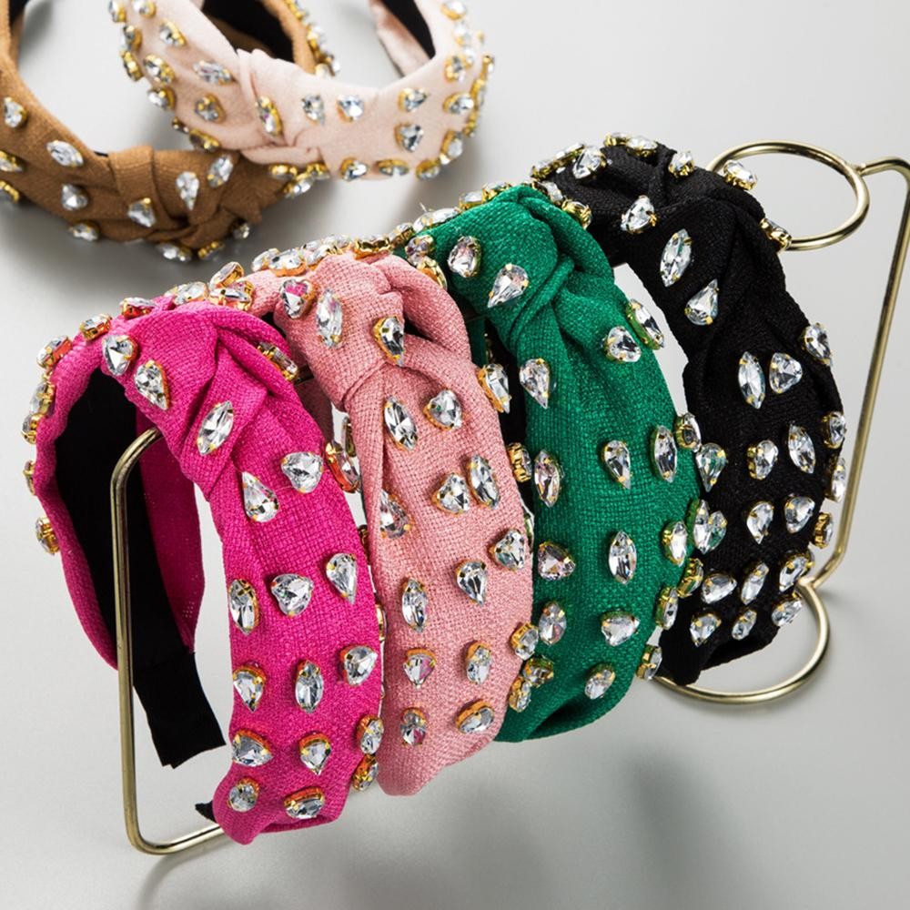 Top Knot Headband With Rhinestone Details - One Size Fits Most view 4