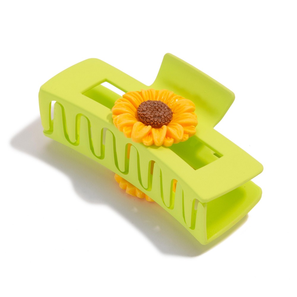 Sunflower Charm Rectangular Claw Hair Clip - Claw Clip - Approximately 4" L view 2
