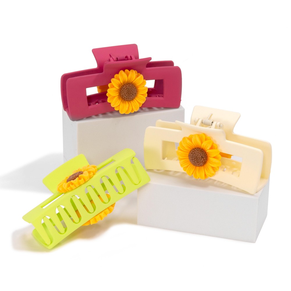 Sunflower Charm Rectangular Claw Hair Clip - Claw Clip - Approximately 4" L view 4
