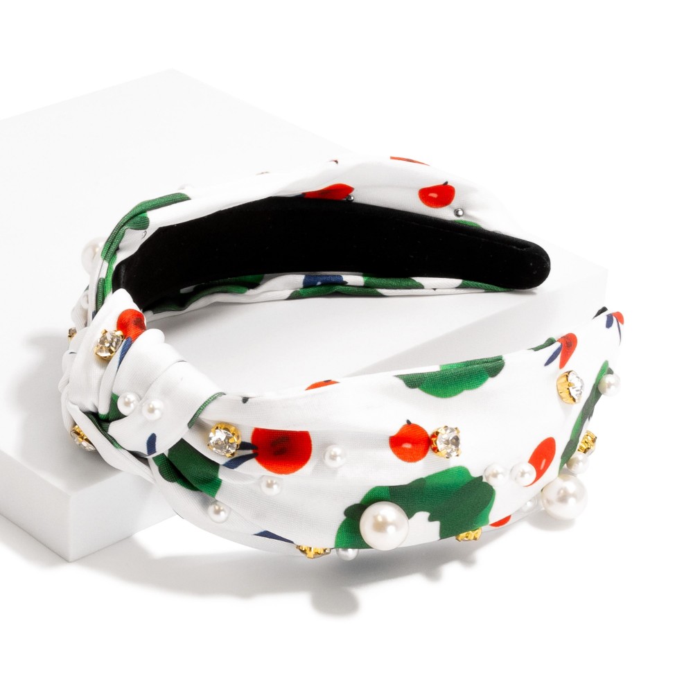 Floral Printed Satin Wrapped Headband With Top Knot - One Size Fits Most view 2