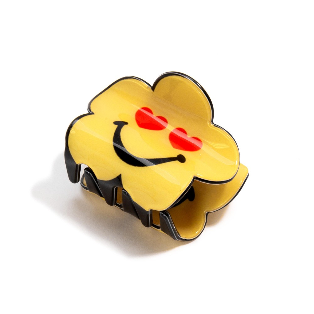 Flower Shaped Happy Face Acetate Hair Clip - Approximately 1.5"L view 2