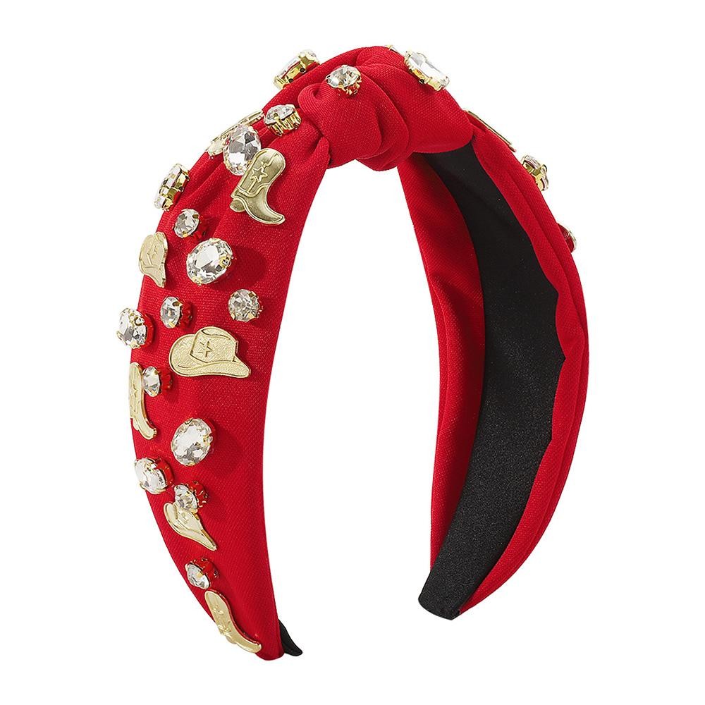 Western Charm & Rhinestone Top Knot Headband - One Size Fits Most view 2