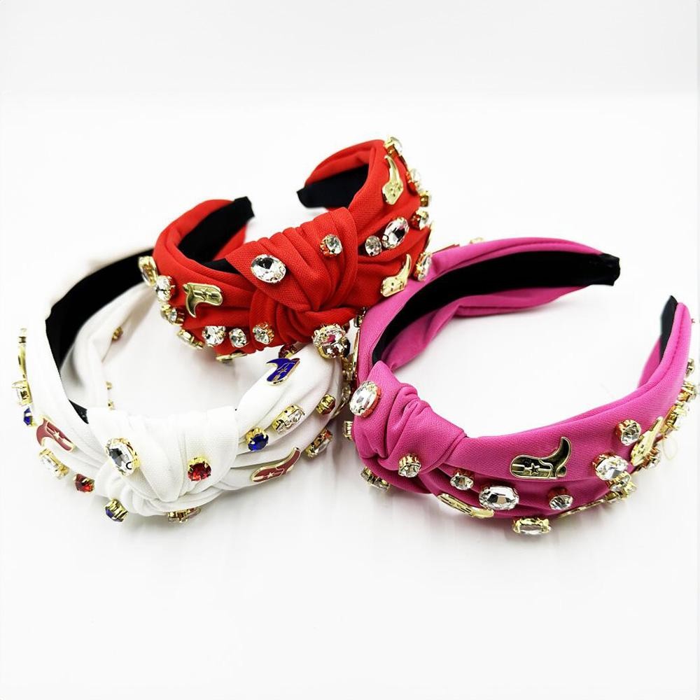 Western Charm & Rhinestone Top Knot Headband - One Size Fits Most view 4