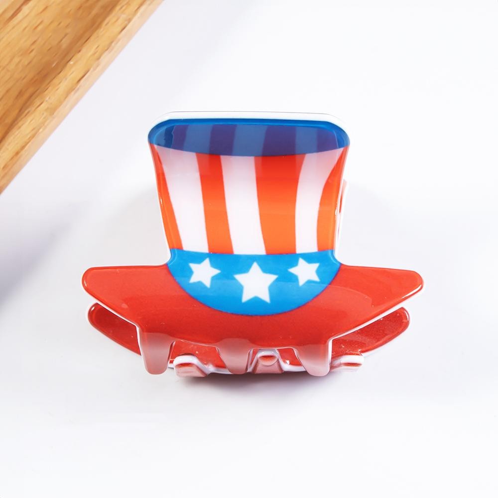 Americana Hat Acetate Claw Hair Clip - Approximately 2.25" L view 2
