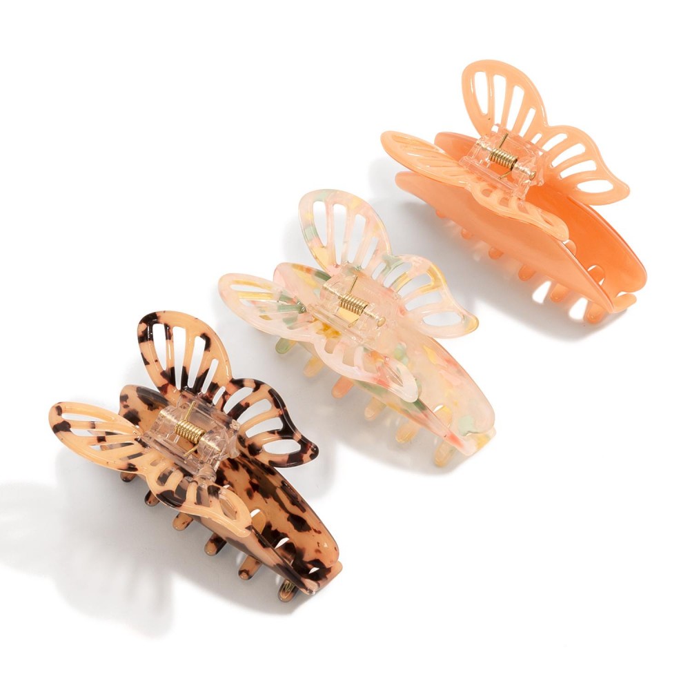 Hollow Butterfly Acetate Claw Hair Clip - Approximately 3" L view 4