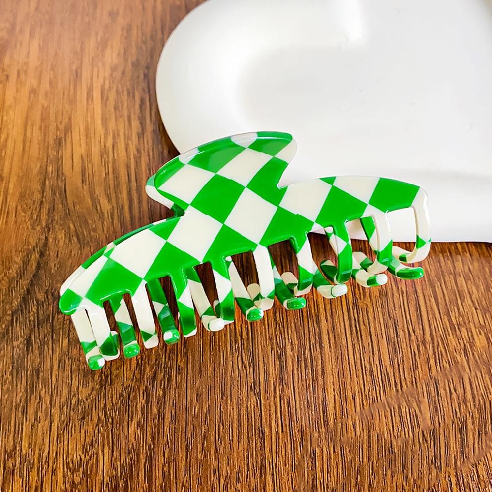 Checker Acetate Claw Hair Clip - Approximately 3.25" L view 2