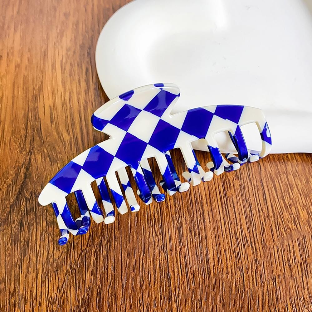 Checker Acetate Claw Hair Clip - Approximately 3.25" L view 2