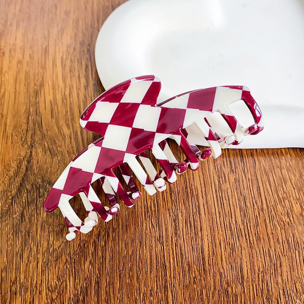 Checker Acetate Claw Hair Clip - Approximately 3.25" L view 2
