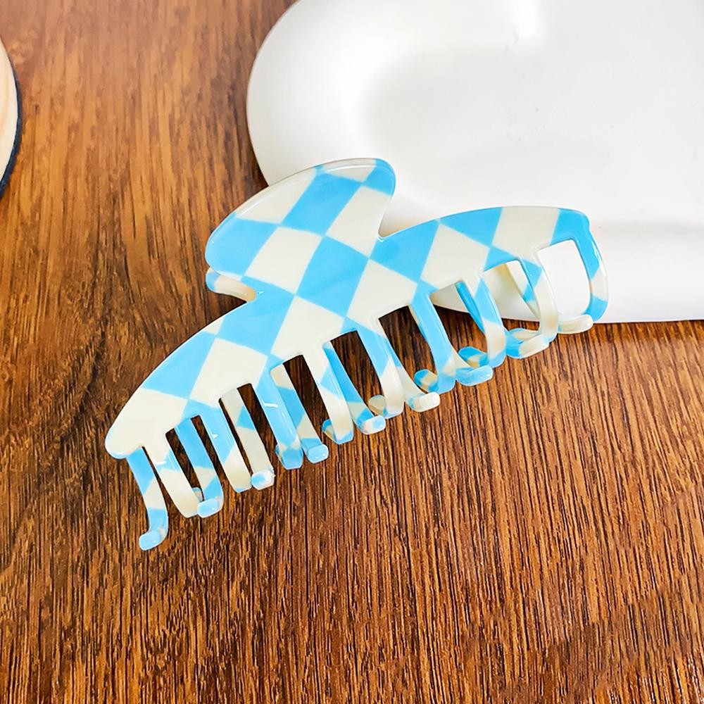 Checker Acetate Claw Hair Clip - Approximately 3.25" L view 2