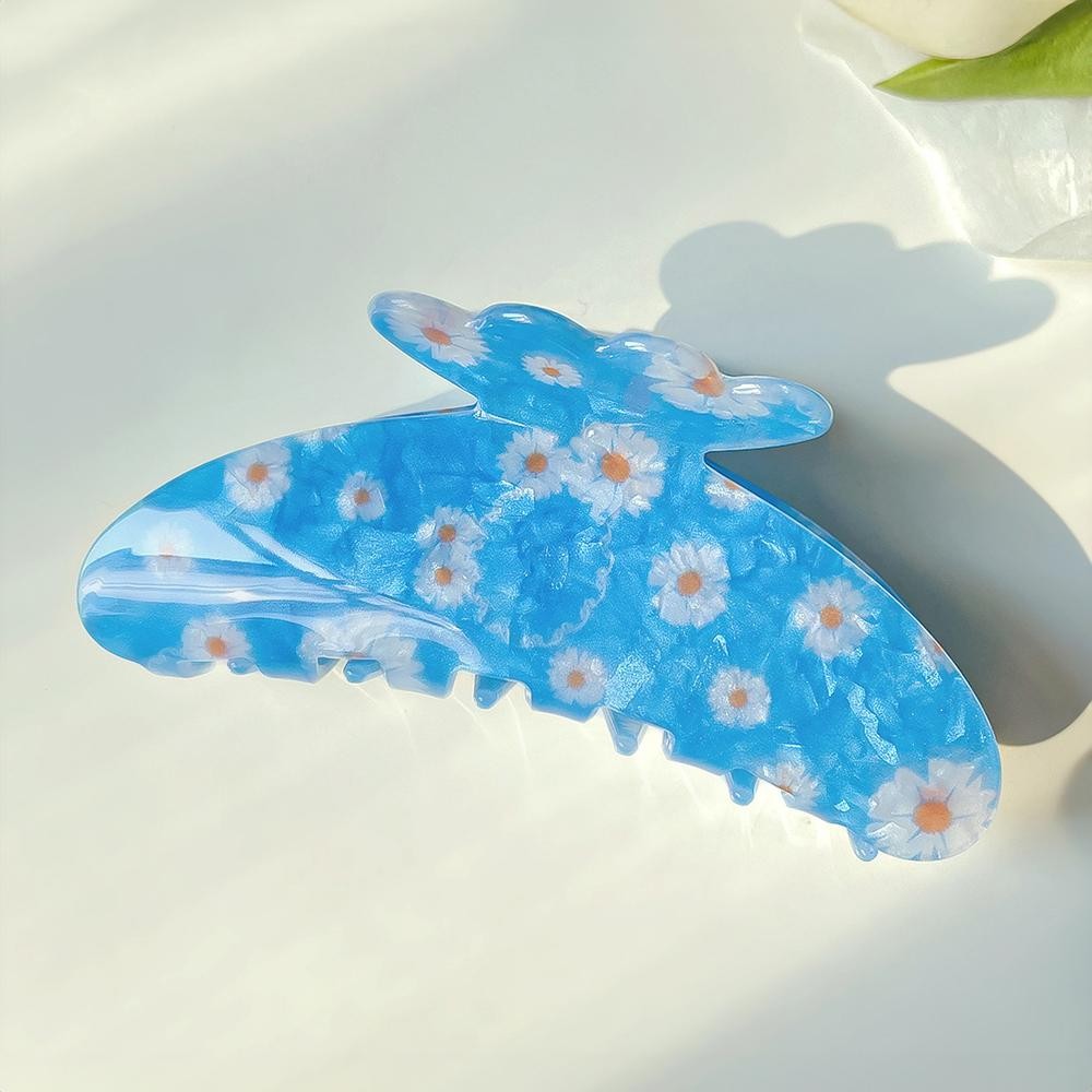 Acetate Flower Print Claw Hair Clip - Approximately 4.25" L view 2
