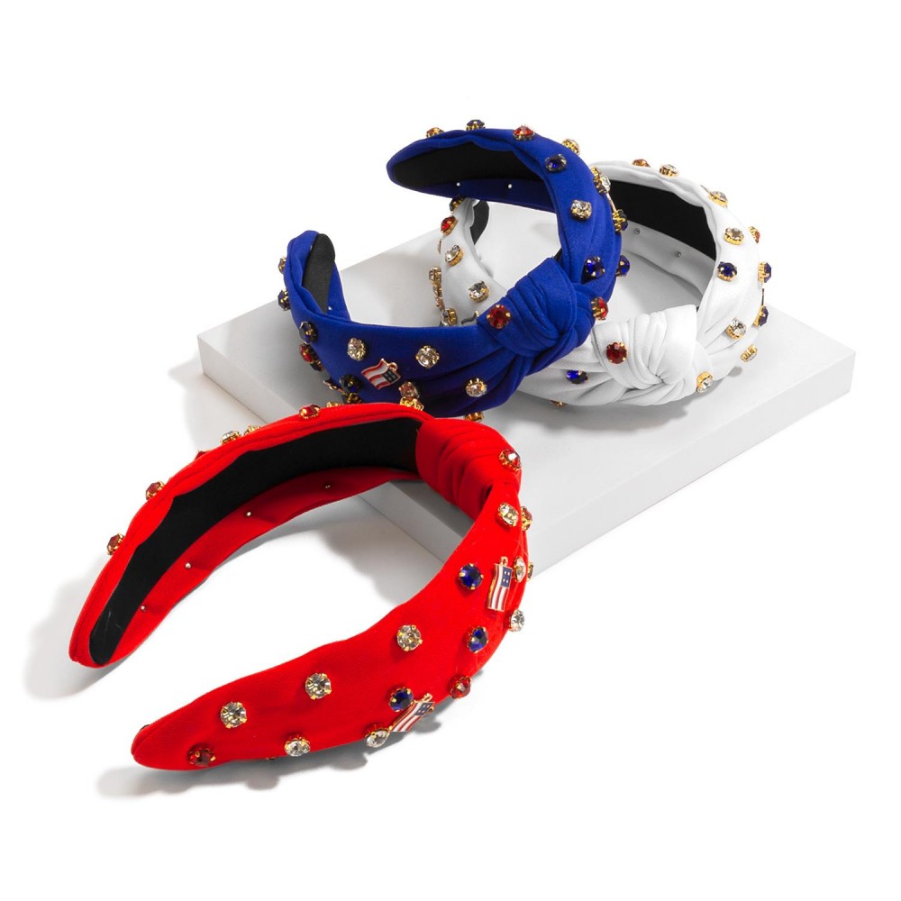 Rhinestone Studded Americana Knotted Headband - One Size Fits Most view 4