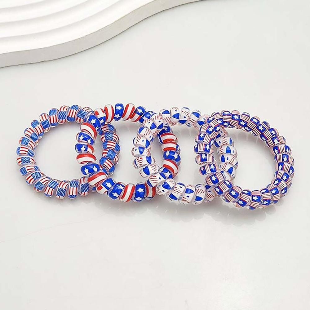 Americana Spiral Hair Tie - Approximately 1.5" D view 4