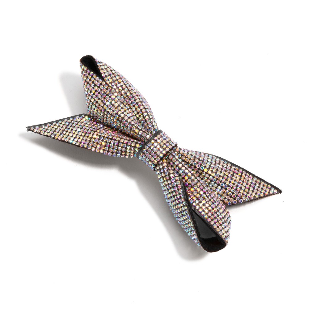 Rhinestone Studded Bow French Hair Barrette - Approximately 5.25" L view 2