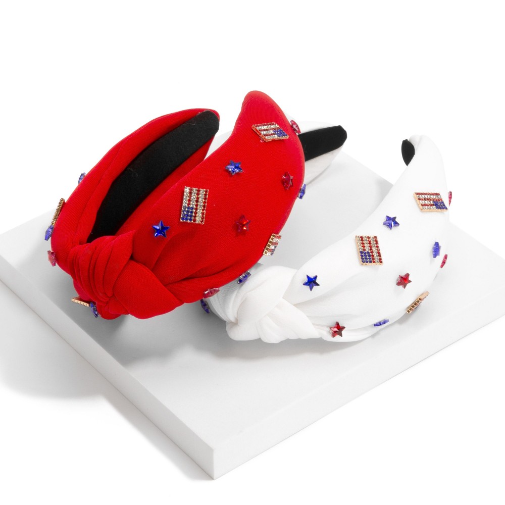Satin Headband With Top Knot With Americana Charms - One Size Fits Most view 4
