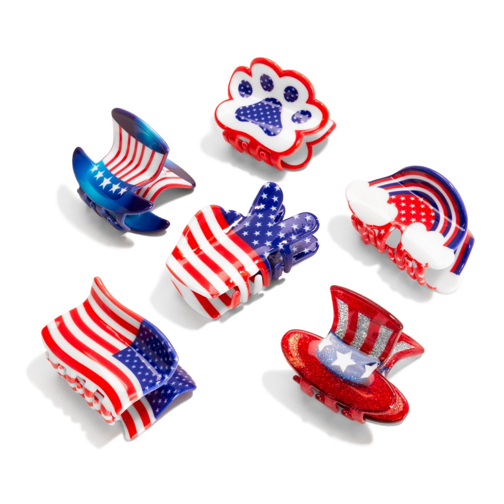 Set of Two Americana Claw Clips Featuring Glitter Accents - Approximately 1.5"L view 4