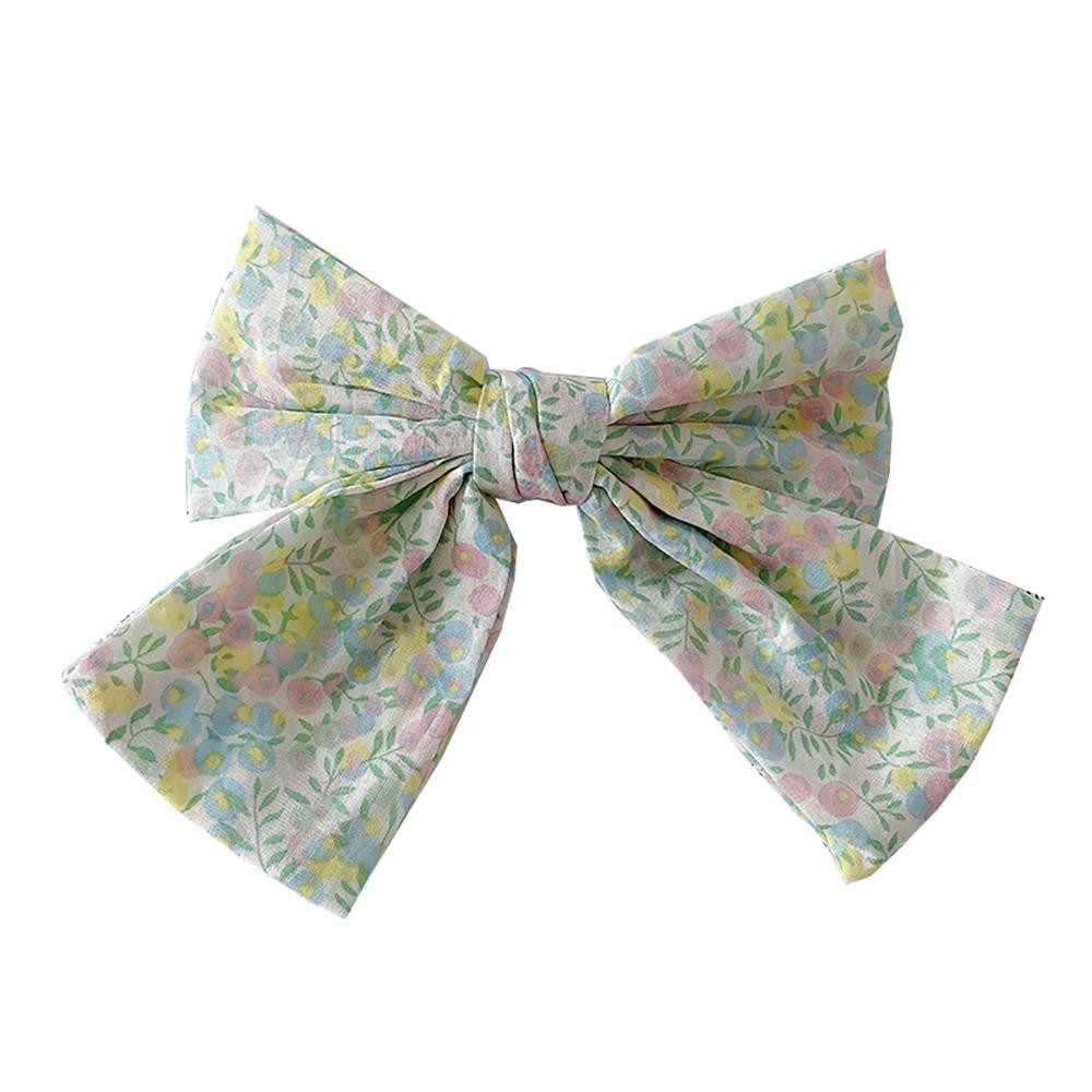 Flower Printed Clip-On Hair Bow - Aligator Clip - Approximately 6"W X 4.5"L view 2