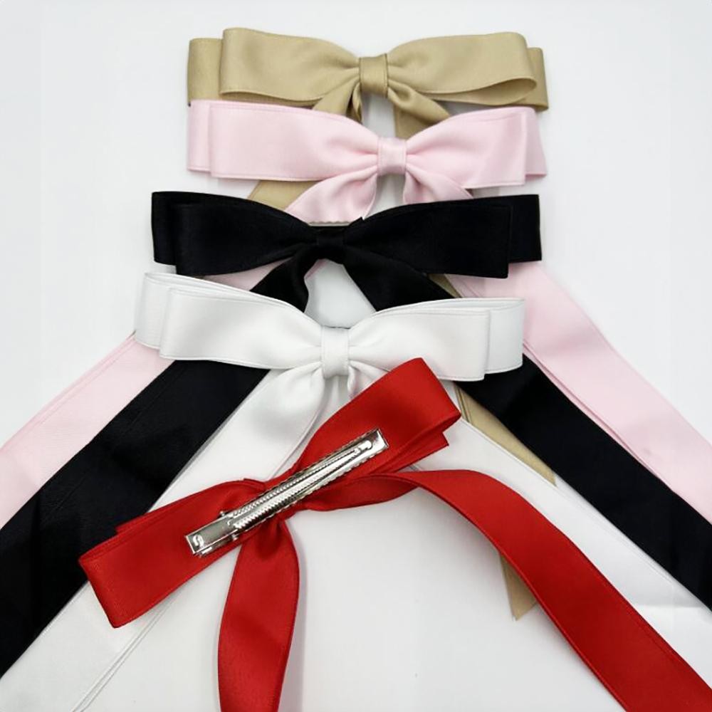 Cotton Sateen Clip On Hair Bow - Alligator Clip - Approximately 9.5"L view 4