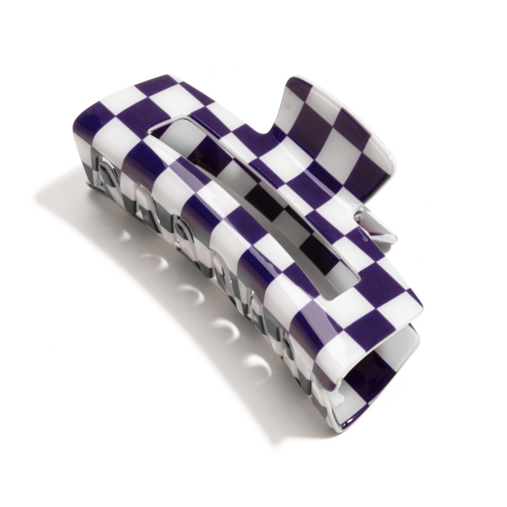 Hollow Checker Print Acetate Claw Hair Clip - Approximately 3.5" L view 2
