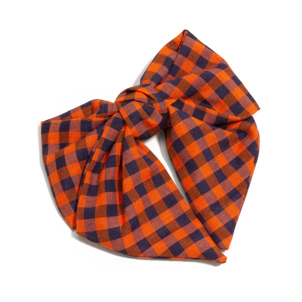 Checkered Plaid Game Day Clip-in Hair Bow - Approximately 6" L view 2