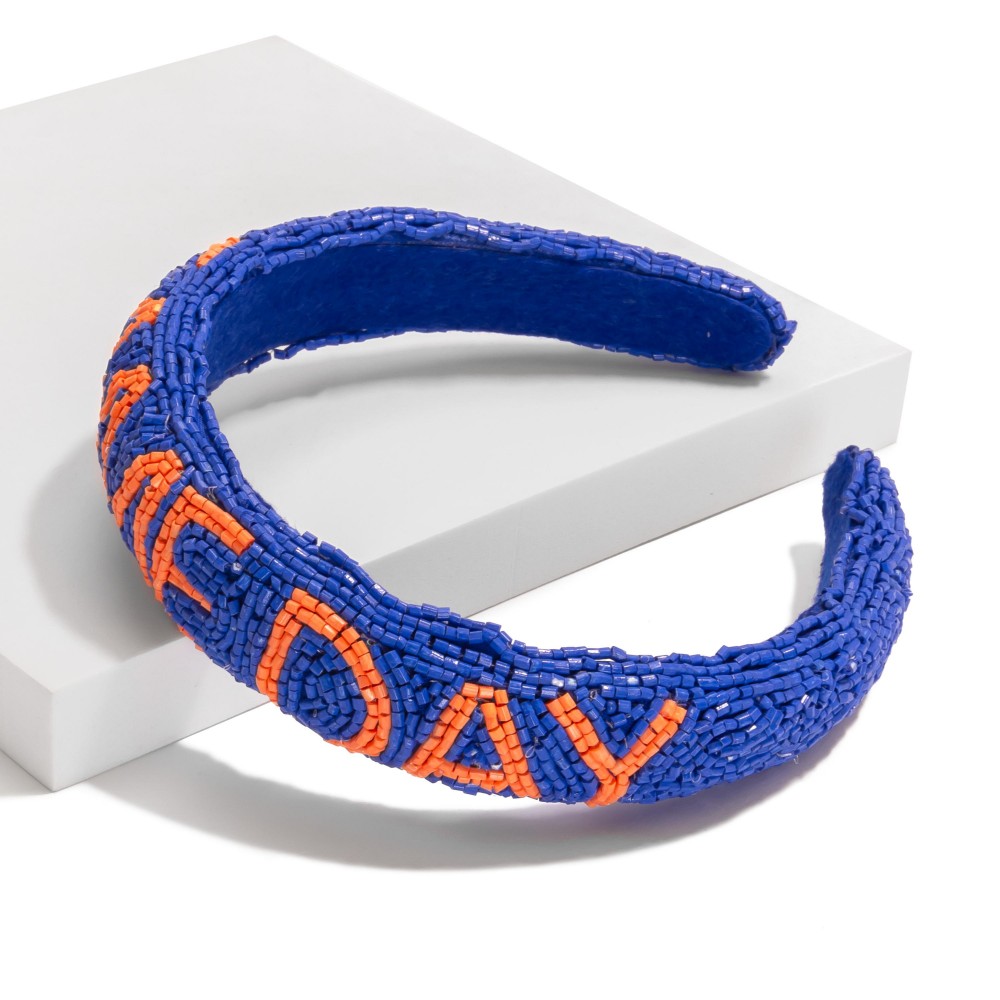 Seed Bead Cushion "GAME DAY" Headband - One Size Fits Most view 2
