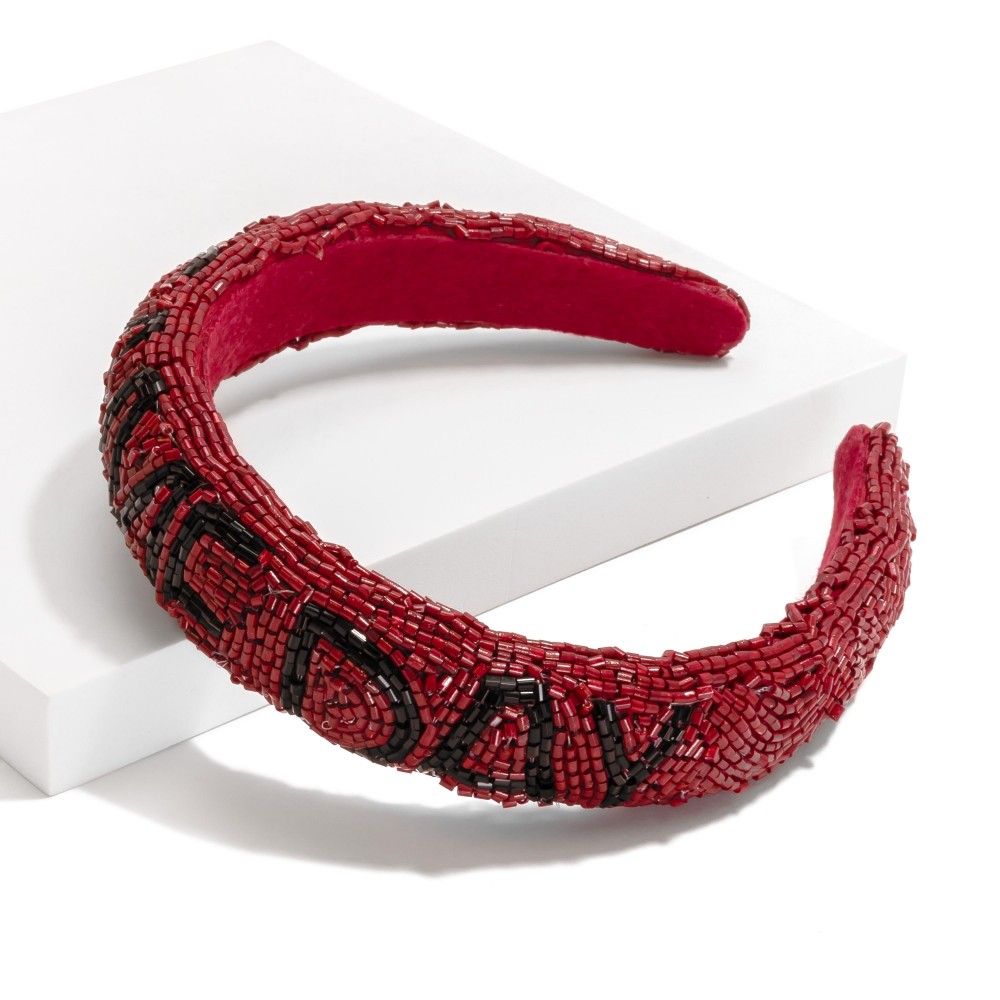 Seed Bead Cushion "GAME DAY" Headband - One Size Fits Most view 2