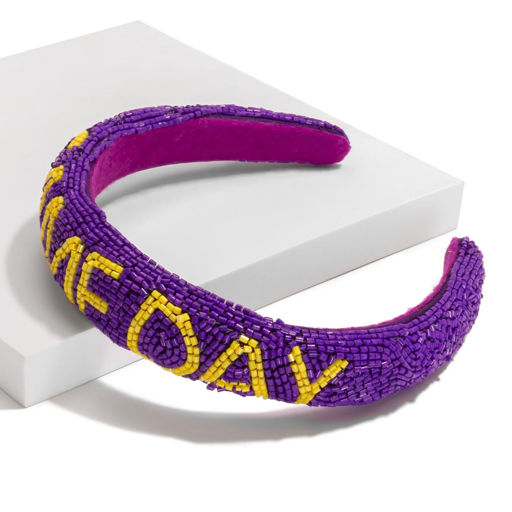 Seed Bead Cushion "GAME DAY" Headband - One Size Fits Most view 2