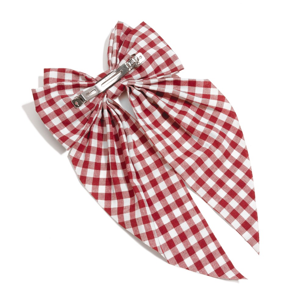 Checkered Plaid Game Day Oversized Clip-in Hair Bow - Approximately 12" L view 4