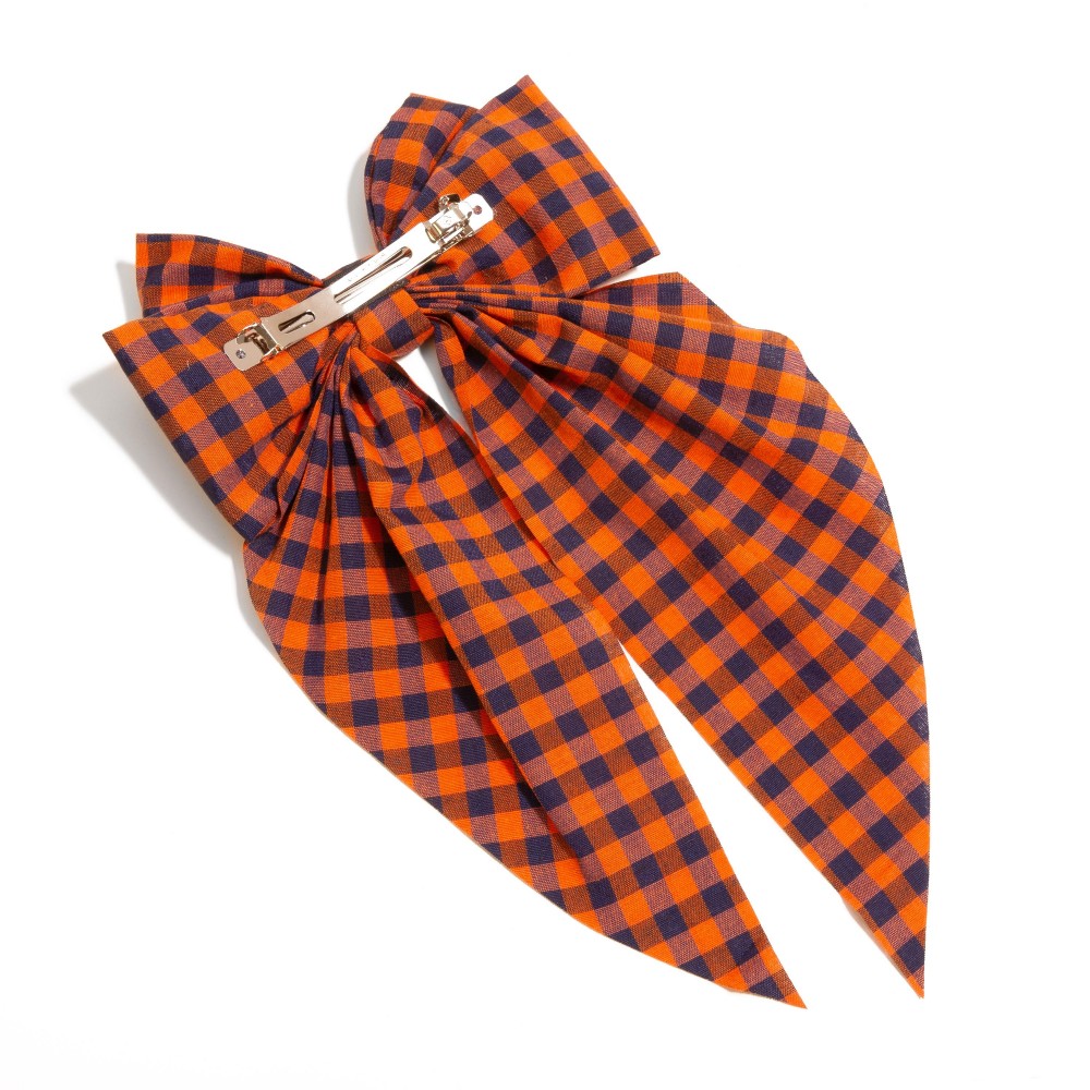 Checkered Plaid Game Day Oversized Clip-in Hair Bow - Approximately 12" L view 4