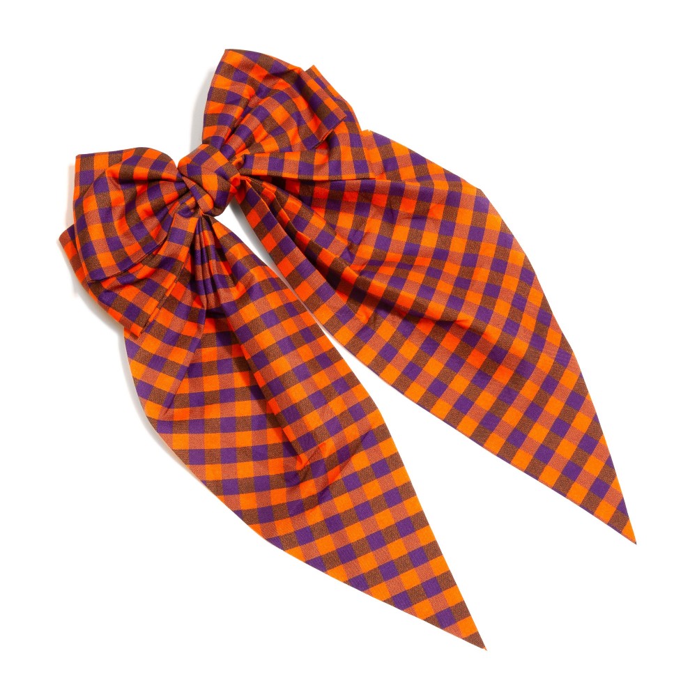 Checkered Plaid Game Day Oversized Clip-in Hair Bow - Approximately 12" L view 2