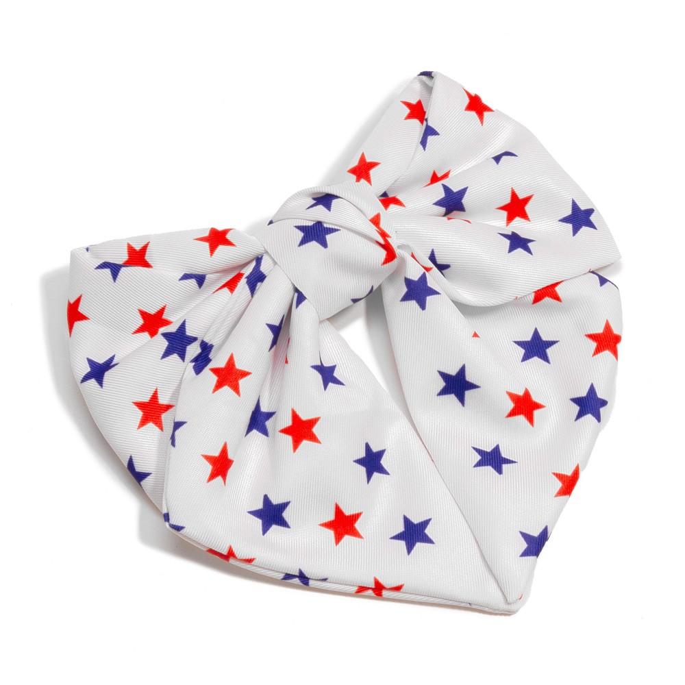 Americana Stars Print Clip-in Hair Bow - Approximately 6" L view 2