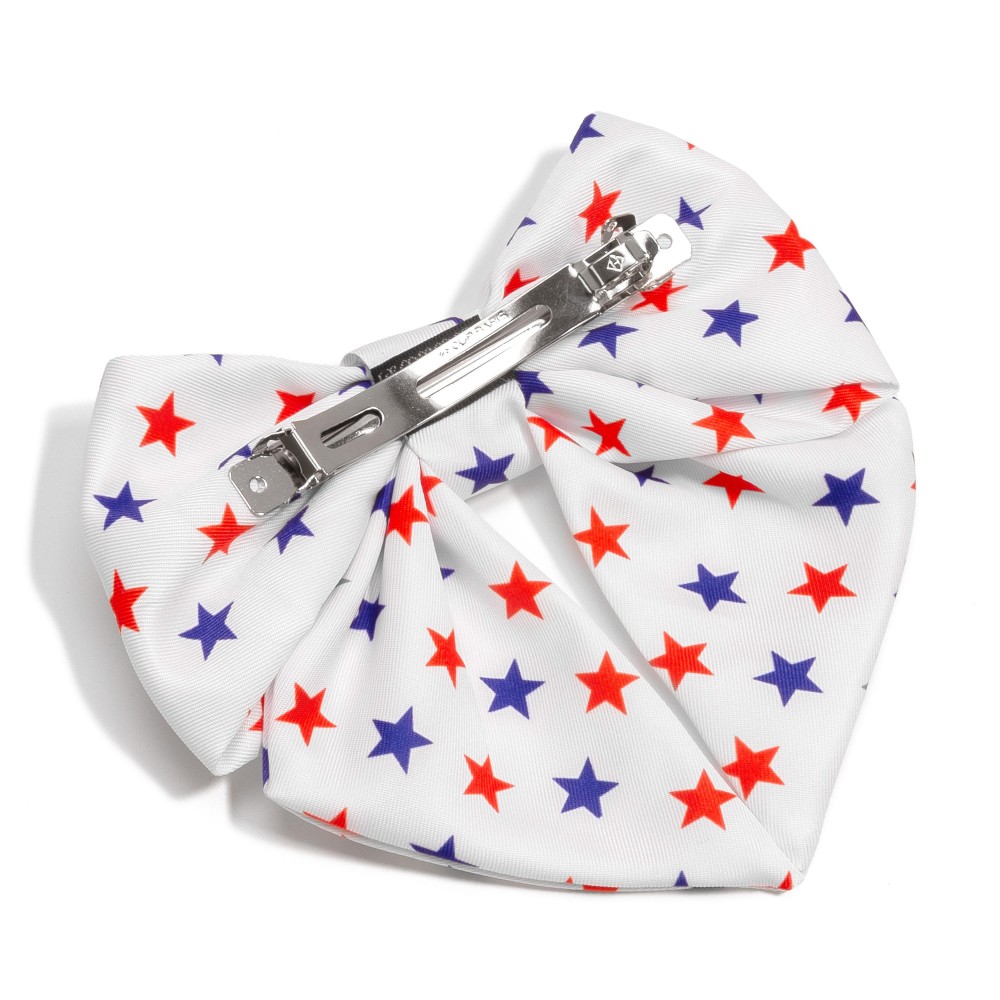 Americana Stars Print Clip-in Hair Bow - Approximately 6" L view 4
