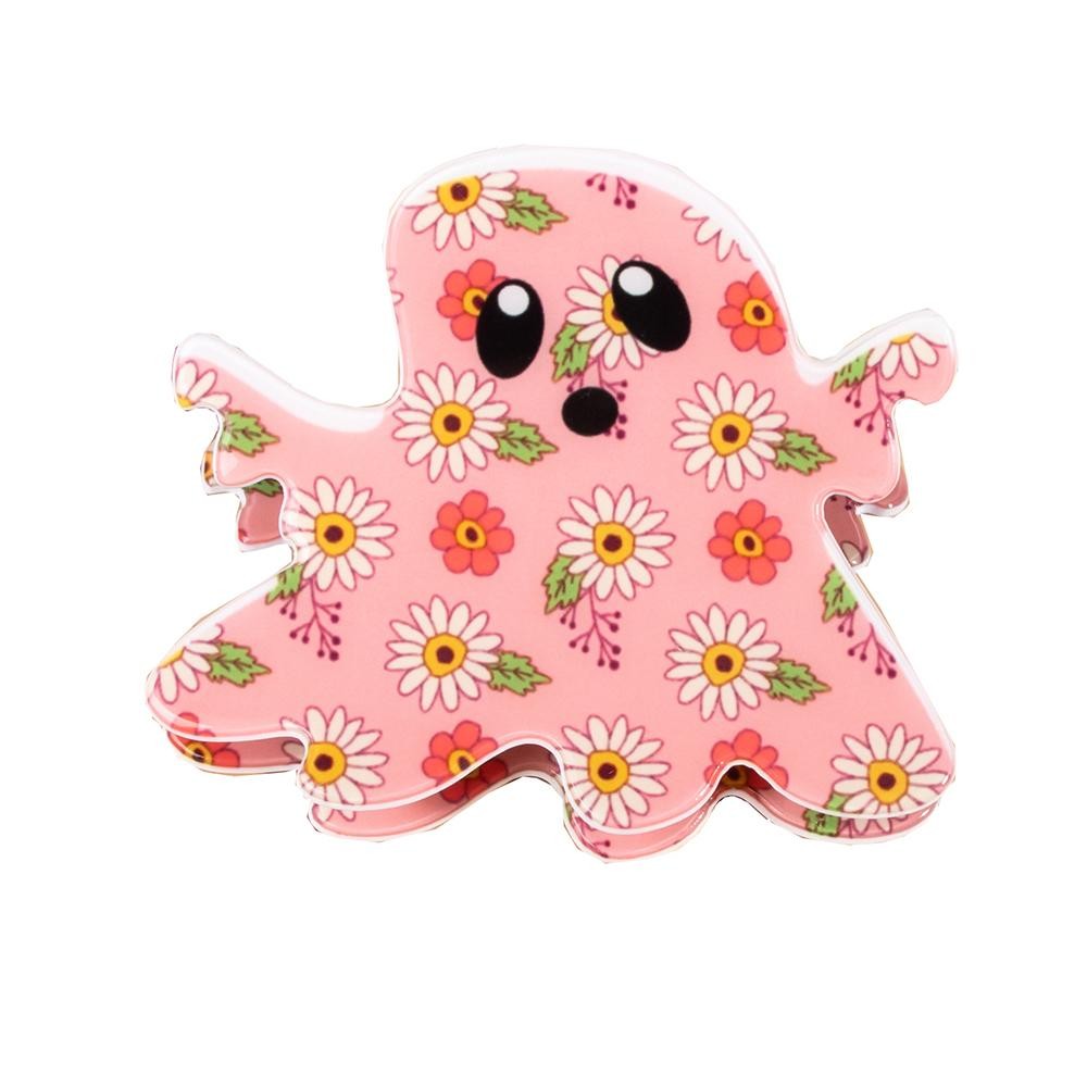 Flower Ghost Acetate Hair Claw Clip - Approximately 2.5" L view 2