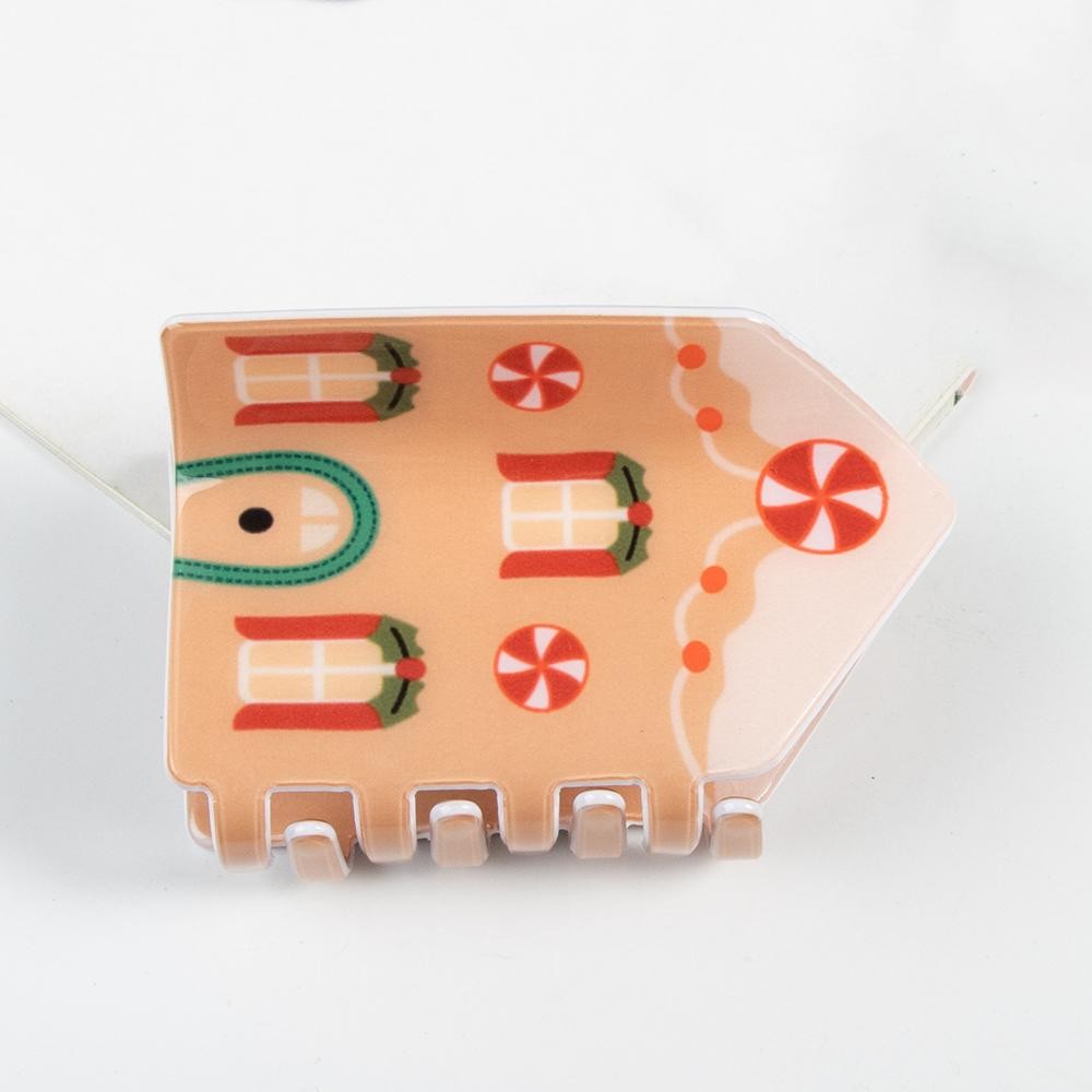 Gingerbread House Acetate Hair Claw Clip - Approximately 3" L view 2