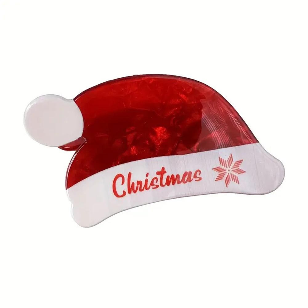 Acetate Santa Hat "Christmas" Hair Claw Clip - Approximately 4" L view 2