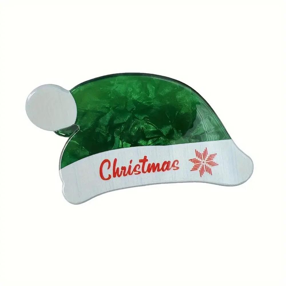 Acetate Santa Hat "Christmas" Hair Claw Clip - Approximately 4" L view 2