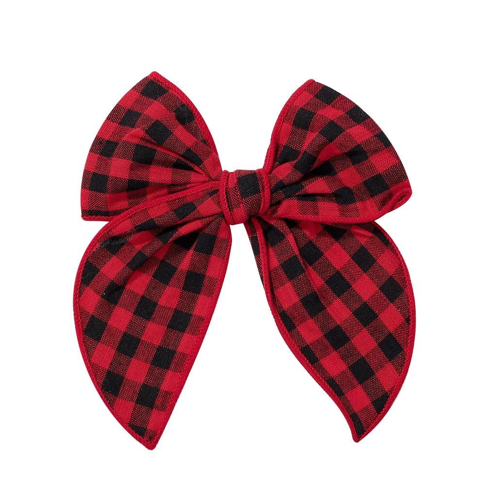 Plaid Clip-in Hair Bow - Approximately 6" L view 2