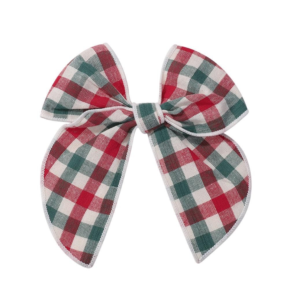 Plaid Clip-in Hair Bow - Approximately 6" L view 2