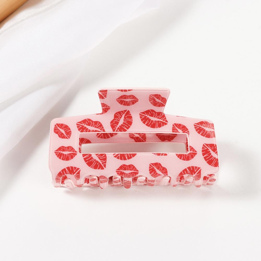 Lips Print Acetate Claw Hair Clip - Approximately 3" L view 2