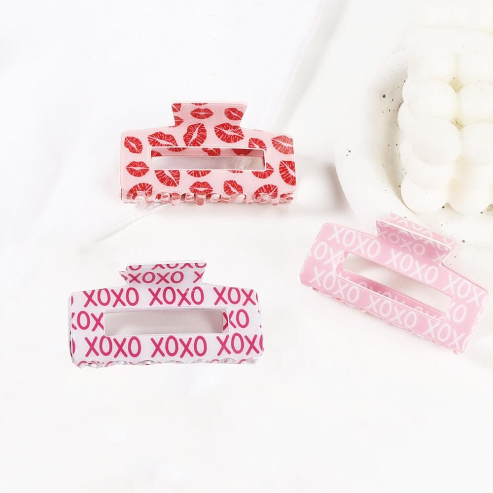 Lips Print Acetate Claw Hair Clip - Approximately 3" L view 4