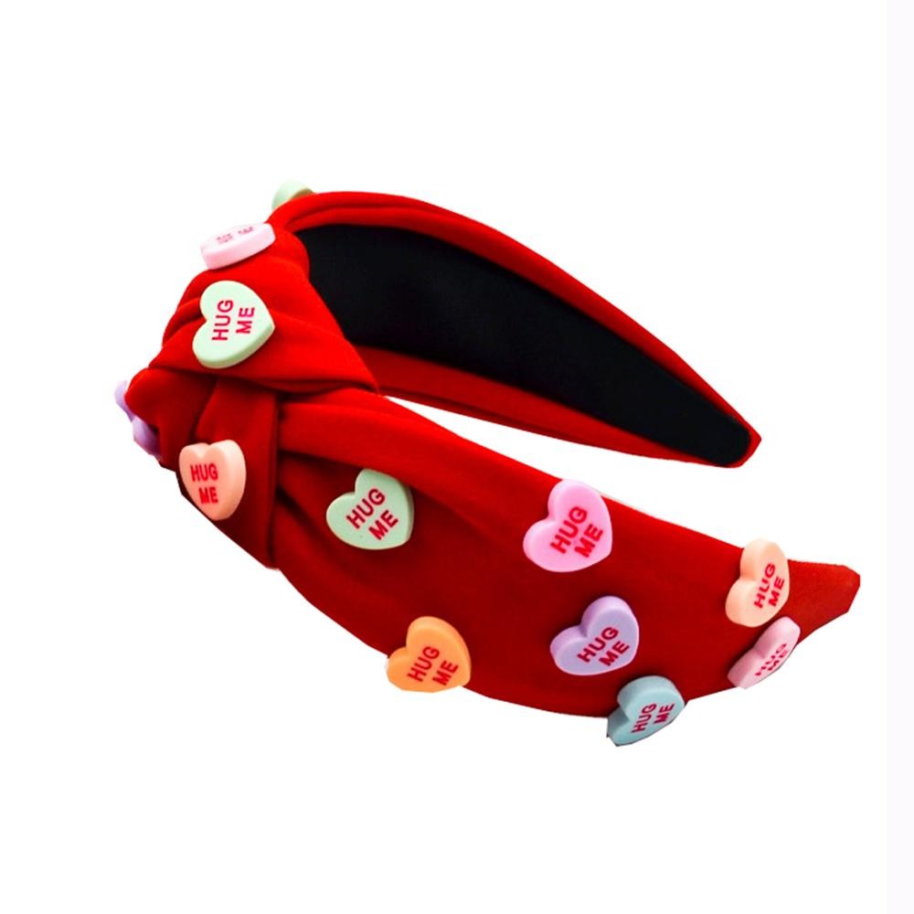 Knotted Headband Featuring Valentines Conversation Heart Pendants - One Size Fits Most view 2