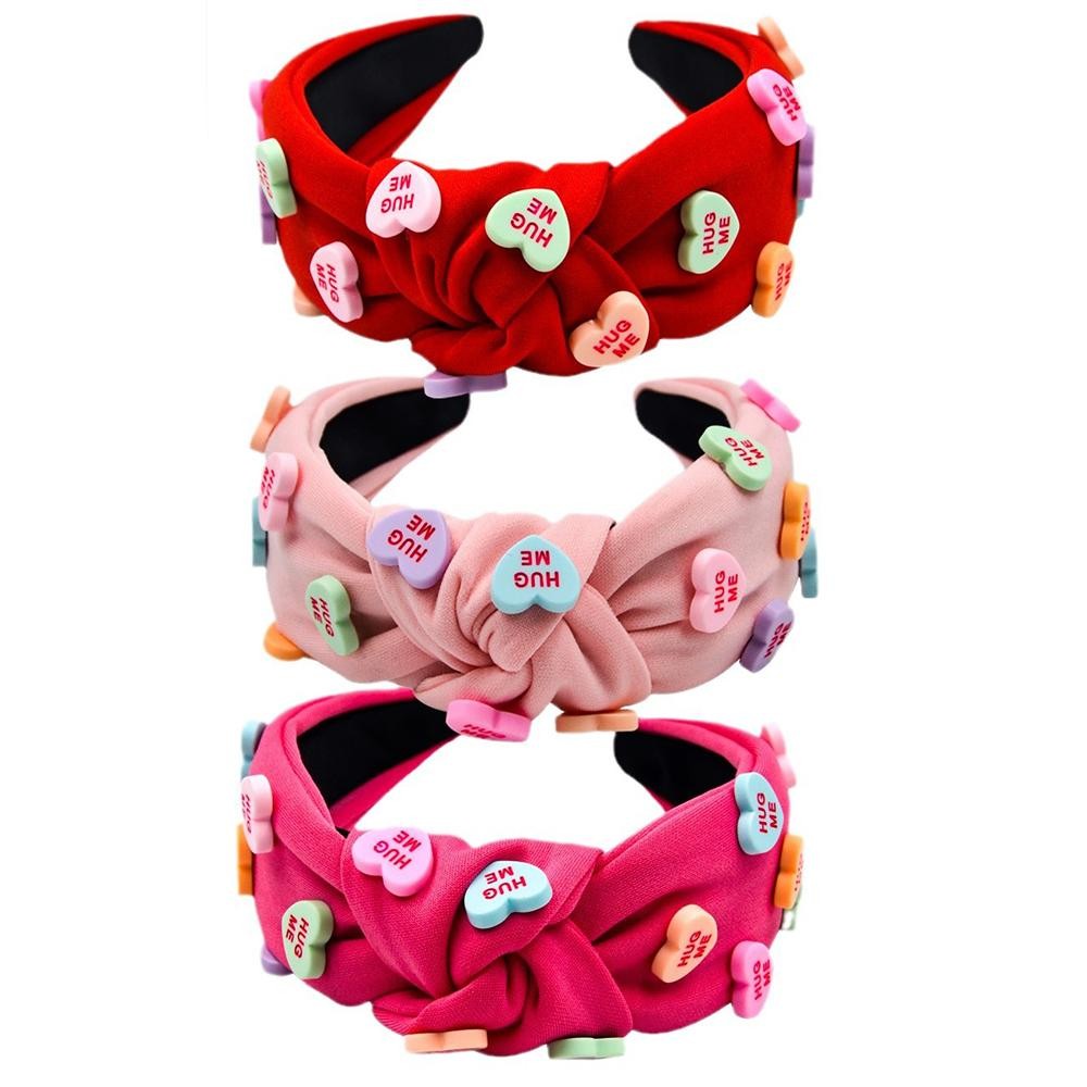 Knotted Headband Featuring Valentines Conversation Heart Pendants - One Size Fits Most view 4