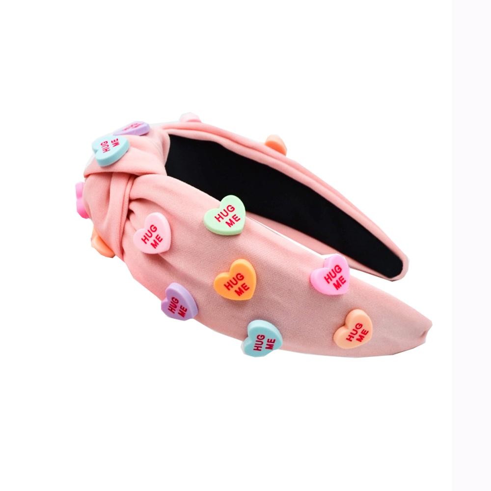 Knotted Headband Featuring Valentines Conversation Heart Pendants - One Size Fits Most view 2