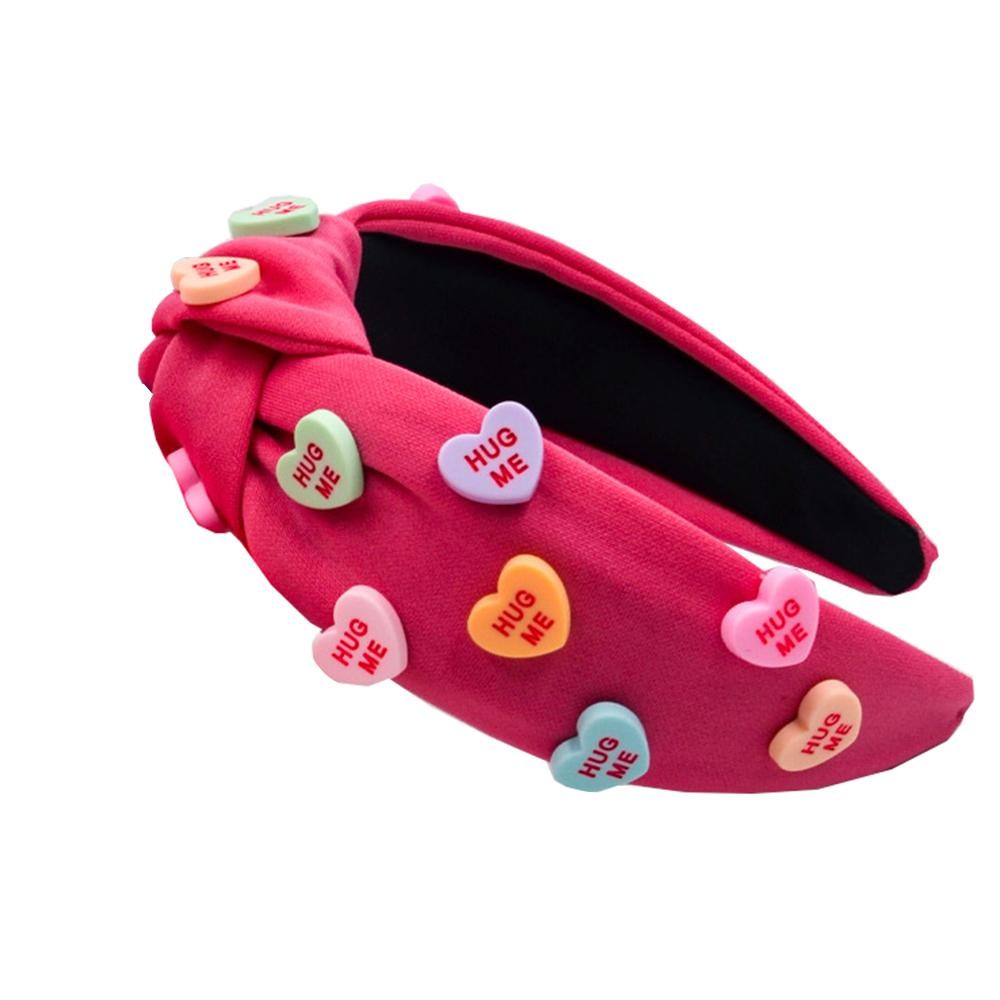 Knotted Headband Featuring Valentines Conversation Heart Pendants - One Size Fits Most view 2