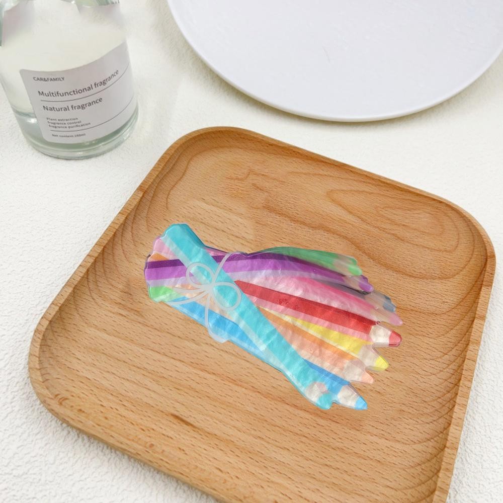 Marbled Acetate Colored Pencils Claw Hair Clip - Approximately 3" L view 2