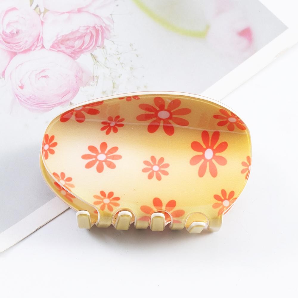 Flower Print Easter Egg Claw Hair Clip - Approximately 3" L view 2