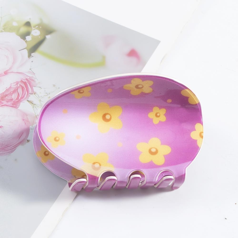 Flower Print Easter Egg Claw Hair Clip - Approximately 3" L view 2