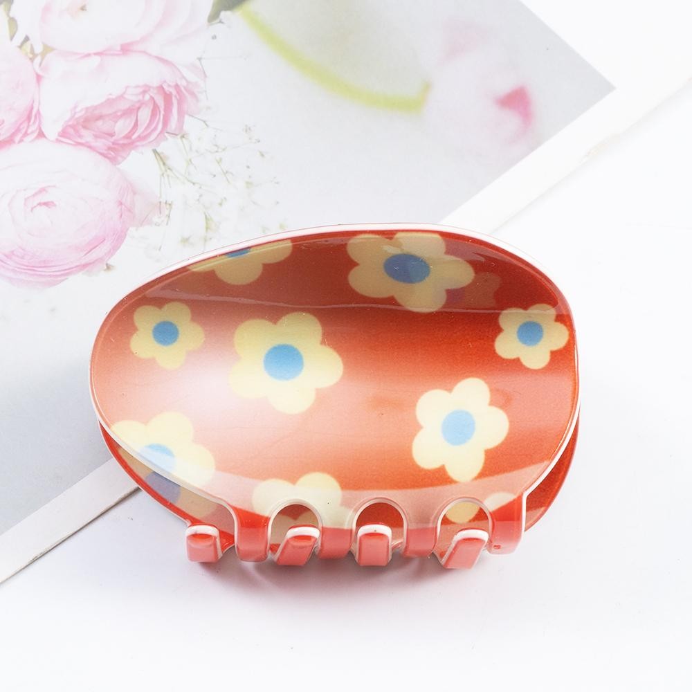 Flower Print Easter Egg Claw Hair Clip - Approximately 3" L view 2