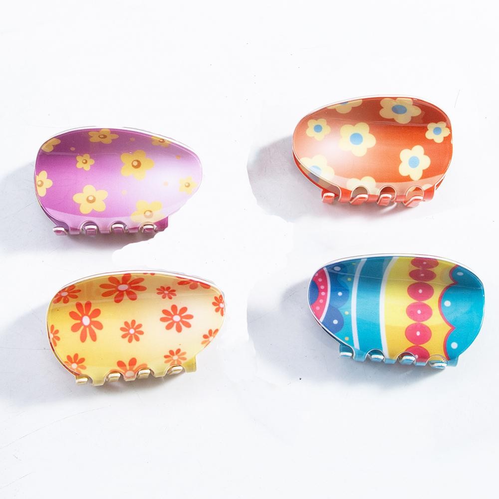 Flower Print Easter Egg Claw Hair Clip - Approximately 3" L view 4